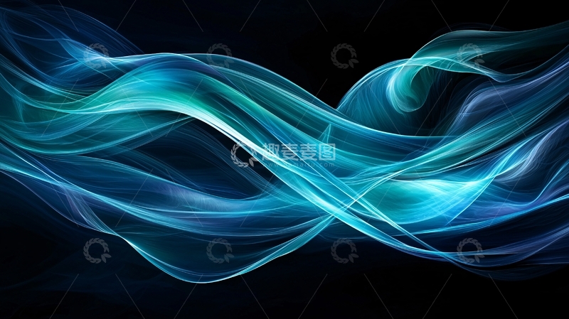 高清大图下载【趣麦麦图】蓝色波浪抽象艺术背景