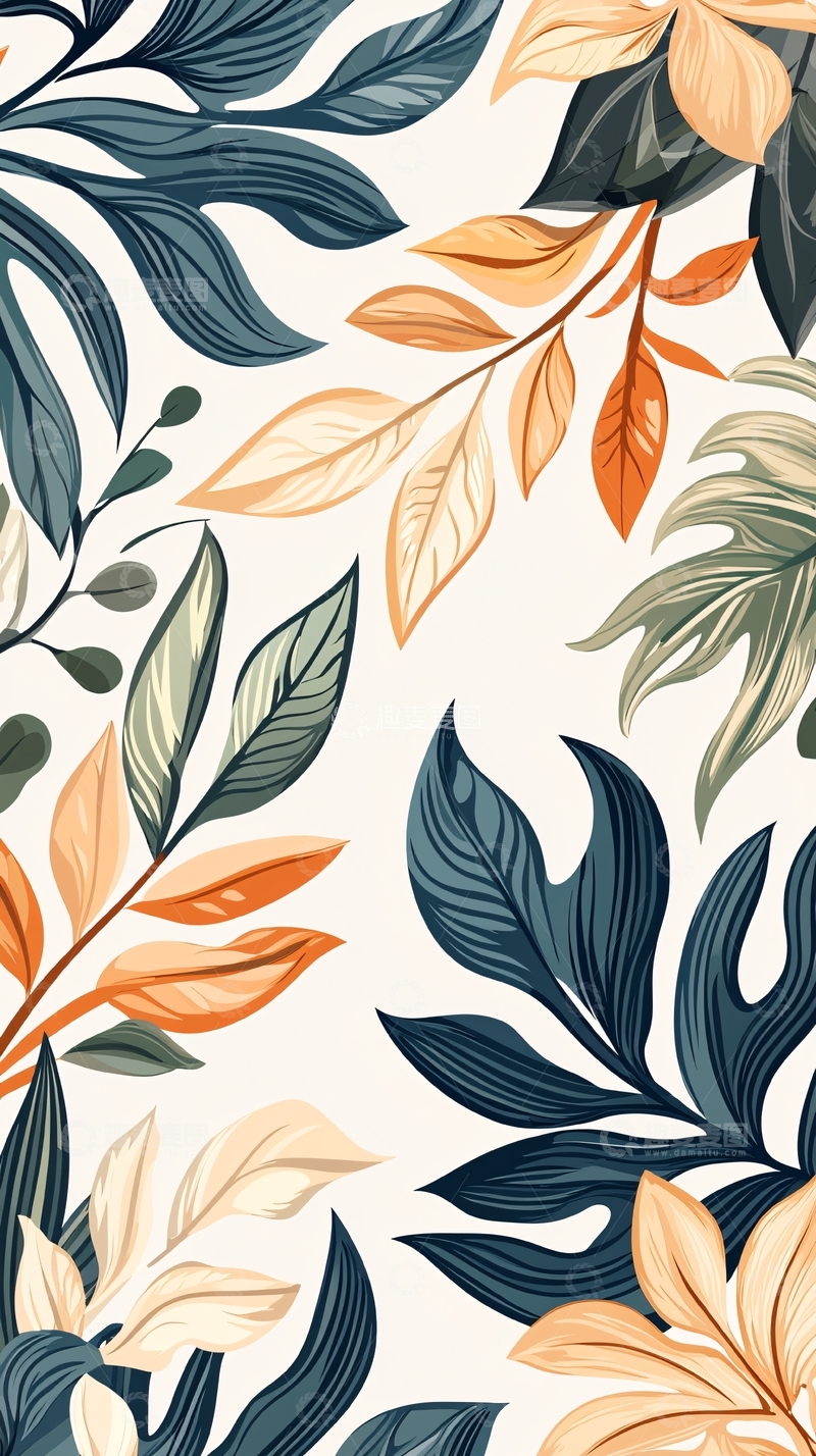 高清大图下载【趣麦麦图】热带植物叶子图案背景