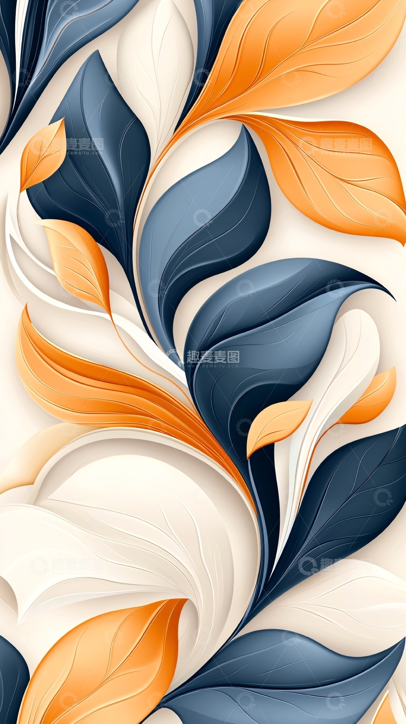 高清大图下载【趣麦麦图】抽象花卉图案背景素材