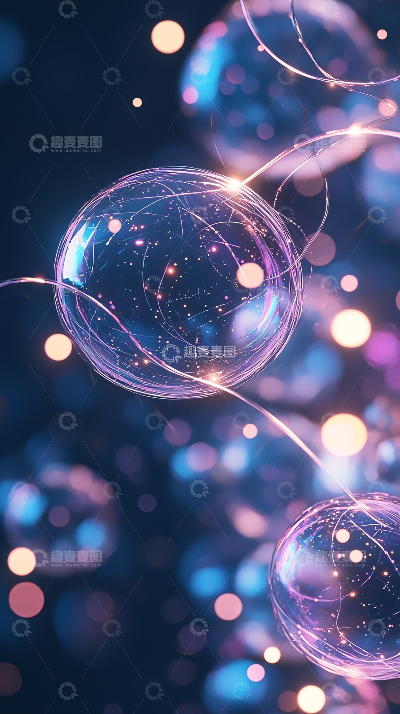 高清大图下载【趣麦麦图】梦幻泡泡星空背景