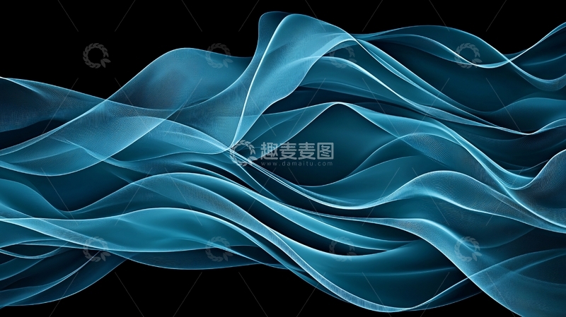 高清大图下载【趣麦麦图】蓝色波浪抽象艺术背景