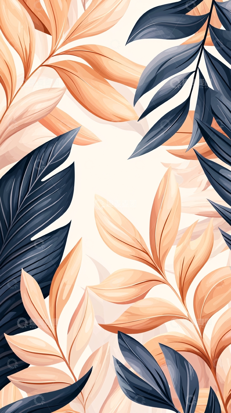 高清大图下载【趣麦麦图】秋日渐变色叶子背景图