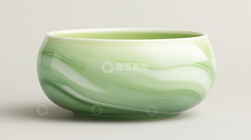 高清大图下载【趣麦麦图】绿色渐变纹理陶瓷碗