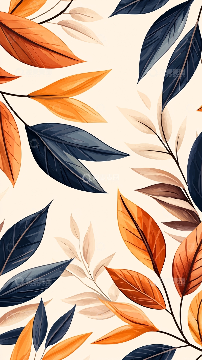 高清大图下载【趣麦麦图】秋叶渐变色背景图案