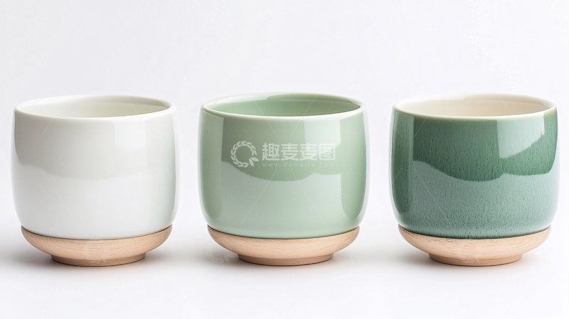 高清大图下载【趣麦麦图】三种不同颜色的陶瓷杯