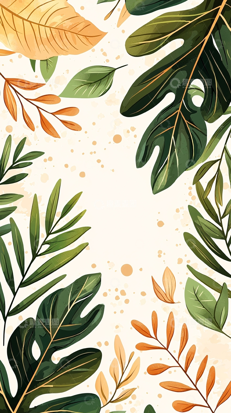 高清大图下载【趣麦麦图】热带植物叶子背景图案