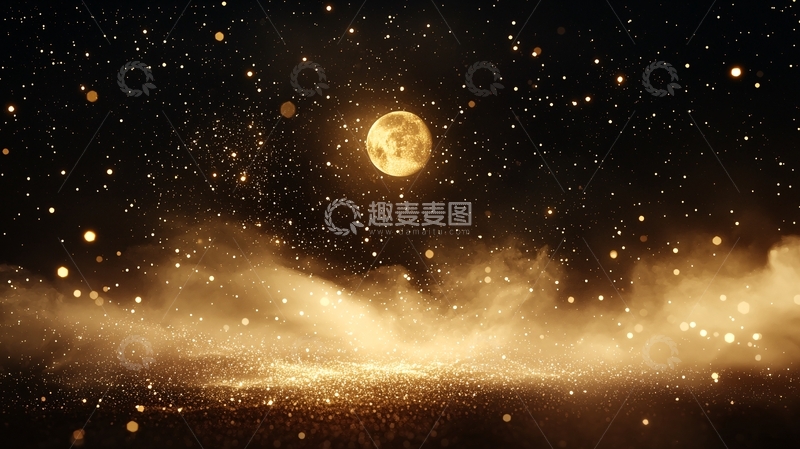 高清大图下载【趣麦麦图】金色星空下的梦幻场景