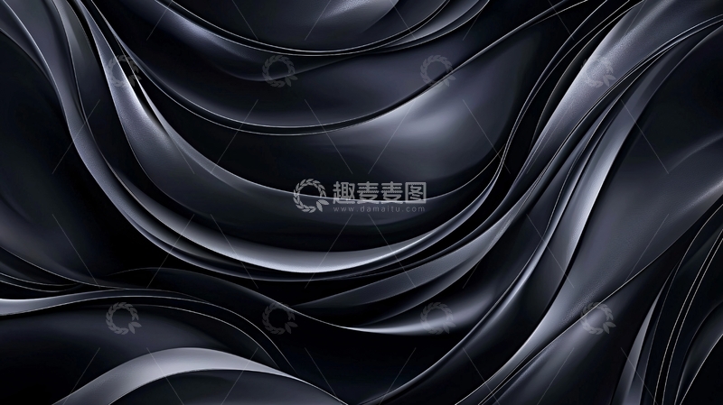 高清大图下载【趣麦麦图】黑色波浪抽象背景素材