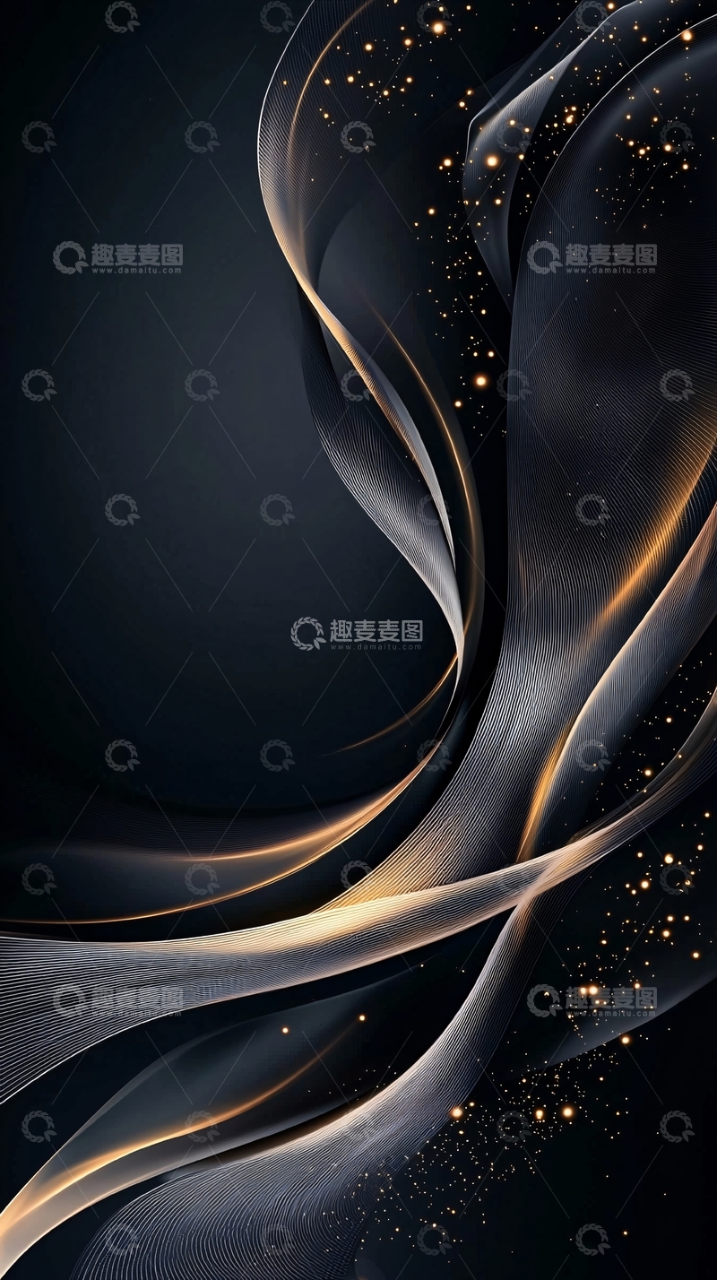 高清大图下载【趣麦麦图】抽象线条与光点的艺术背景