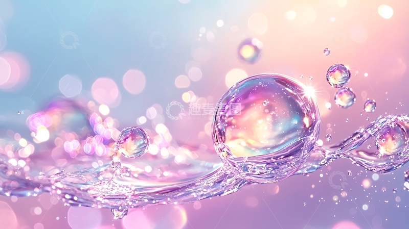 高清大图下载【趣麦麦图】梦幻水滴与光斑背景