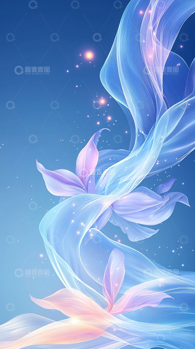 高清大图下载【趣麦麦图】梦幻蓝色花朵背景图