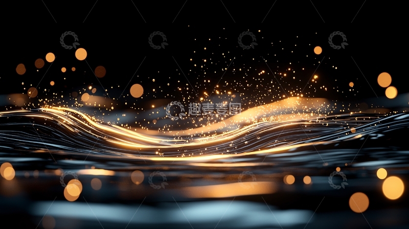 高清大图下载【趣麦麦图】金色波浪光效背景素材