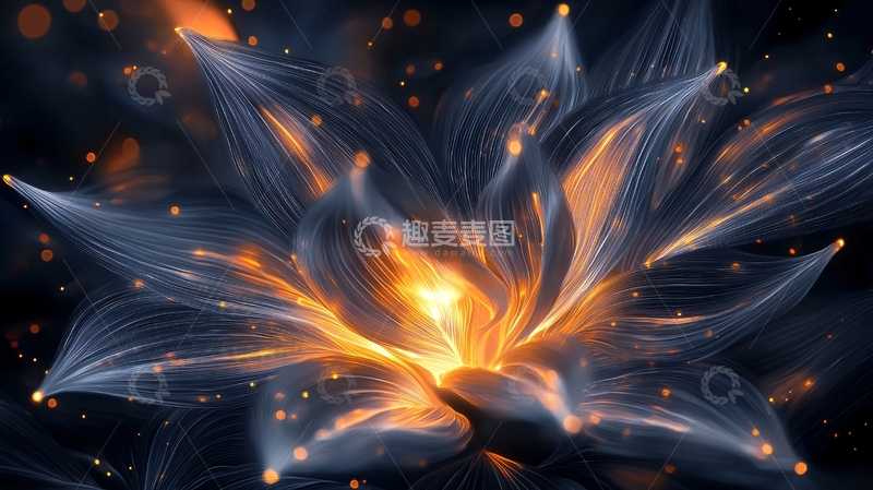 高清大图下载【趣麦麦图】发光的花朵艺术插画