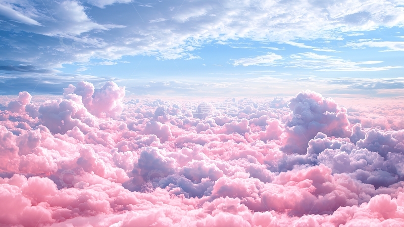 高清大图下载【趣麦麦图】粉色云海天空风景