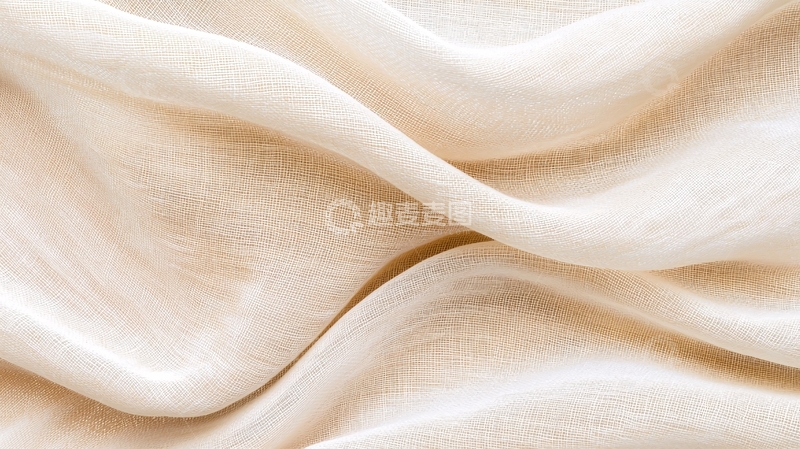 高清大图下载【趣麦麦图】柔和褶皱的米色布料纹理