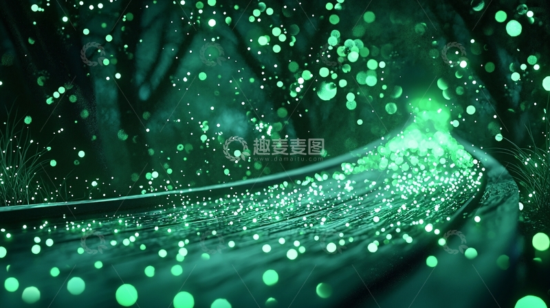 高清大图下载【趣麦麦图】绿色光点点缀的夜晚场景