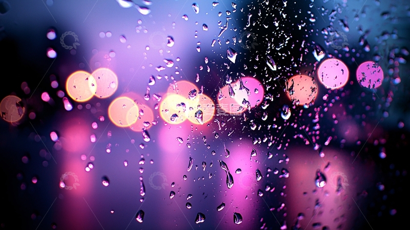 高清大图下载【趣麦麦图】雨夜车窗灯光模糊背景