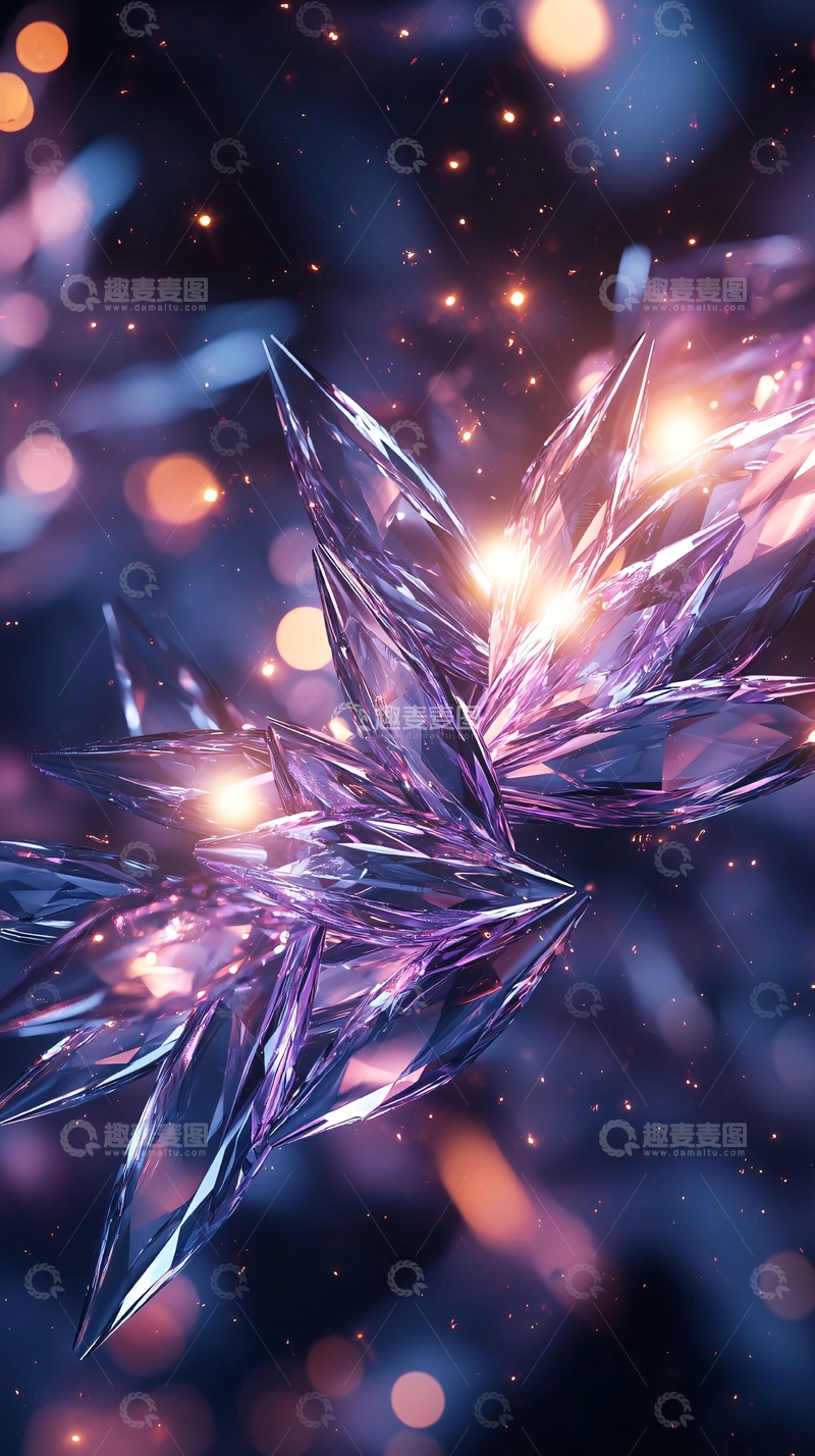 高清大图下载【趣麦麦图】璀璨水晶雪花背景图
