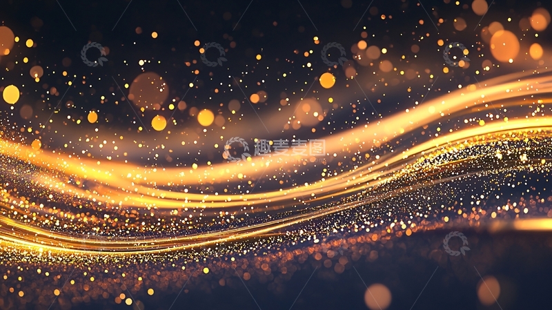 高清大图下载【趣麦麦图】金色光带流动背景素材