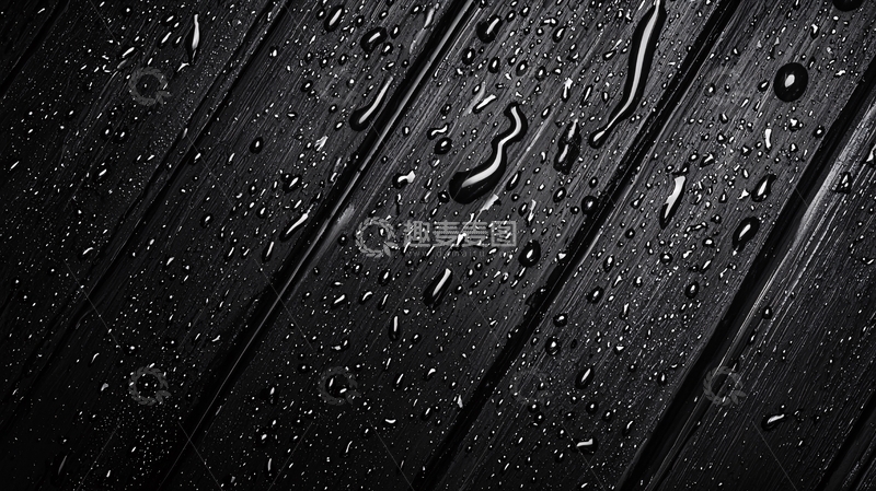 高清大图下载【趣麦麦图】雨滴在黑色木板上的纹理