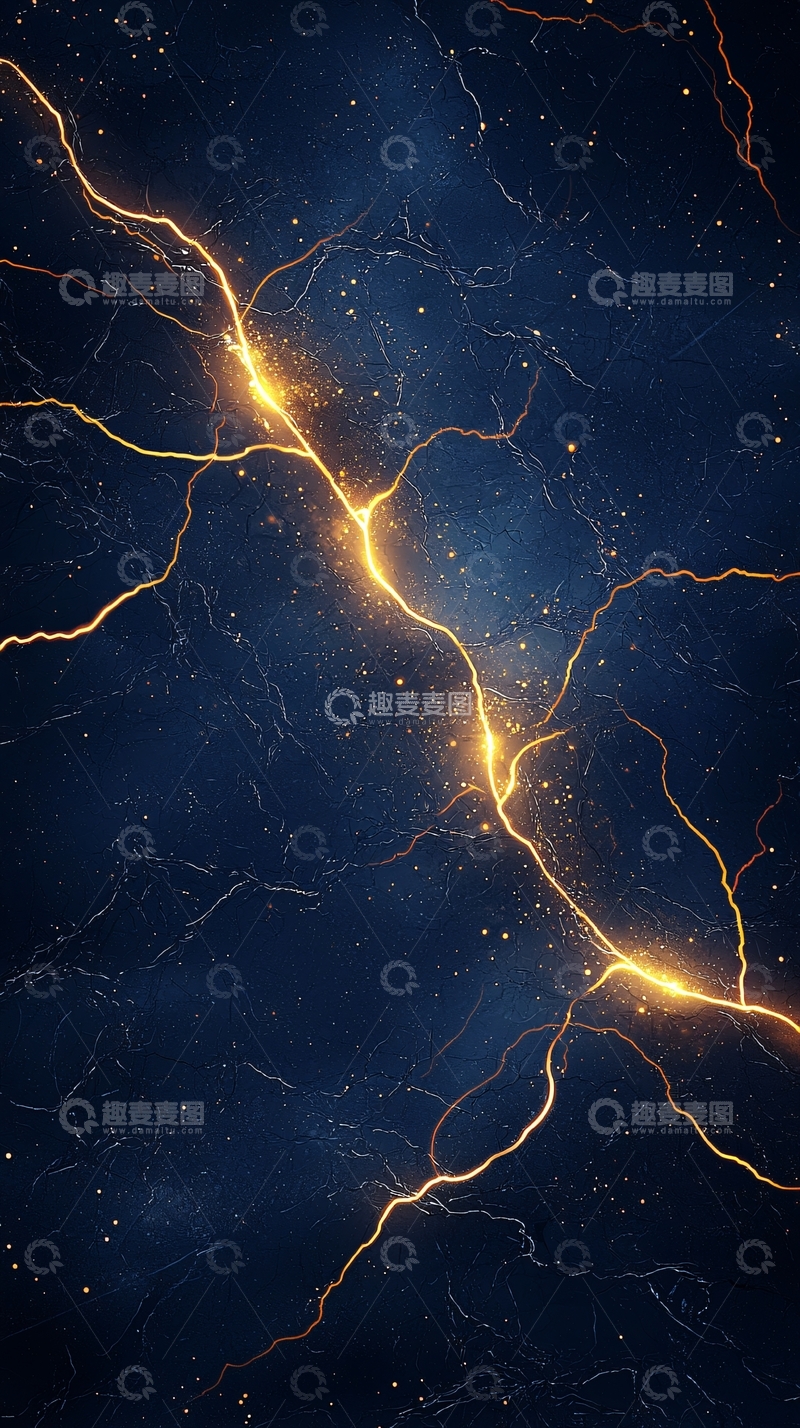 高清大图下载【趣麦麦图】夜空中的闪电裂痕