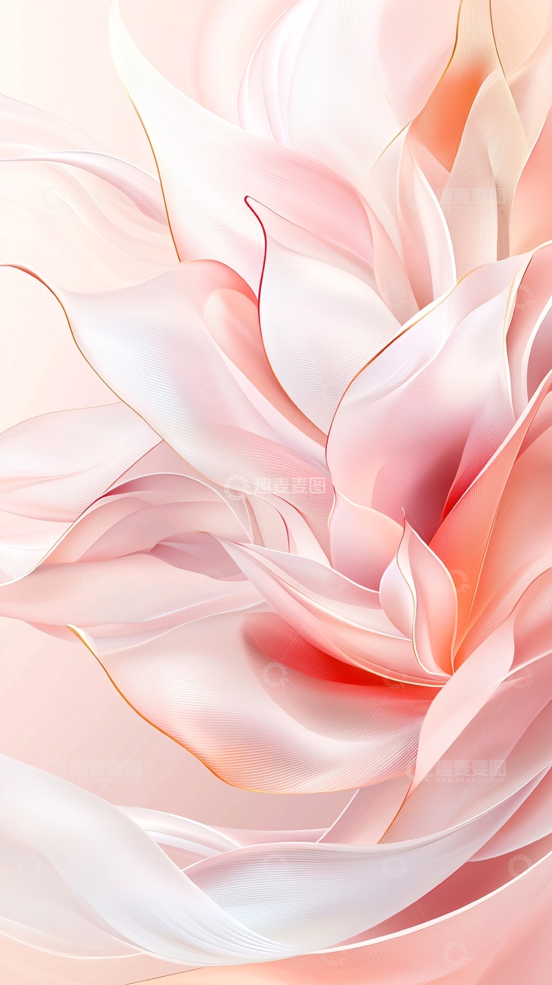 高清大图下载【趣麦麦图】粉色丝带抽象艺术背景