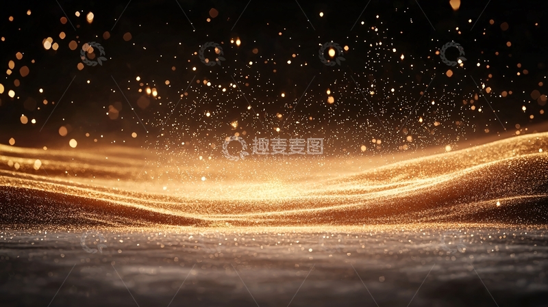 高清大图下载【趣麦麦图】金色粒子飘落的梦幻场景