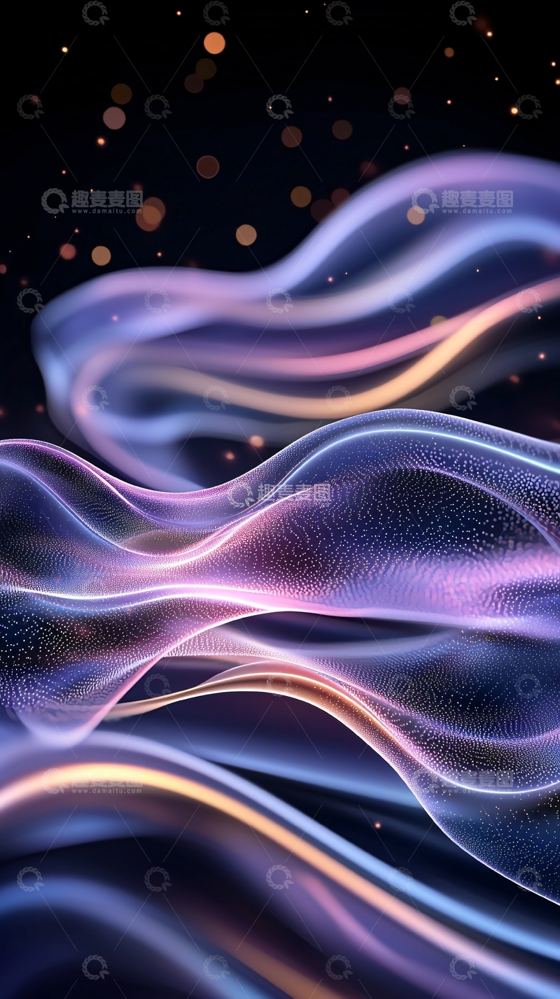 高清大图下载【趣麦麦图】梦幻波浪粒子背景图