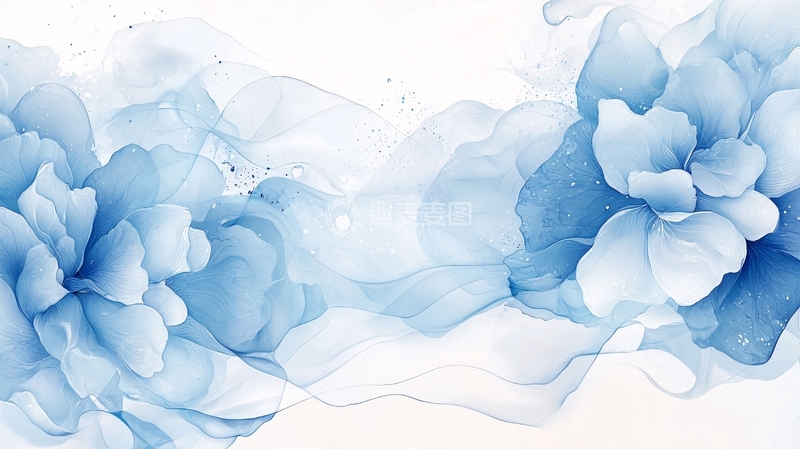 高清大图下载【趣麦麦图】蓝色花卉抽象艺术背景