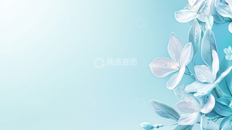 高清大图下载【趣麦麦图】蓝色花卉背景素材