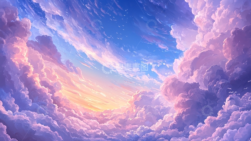 高清大图下载【趣麦麦图】梦幻云海夕阳
