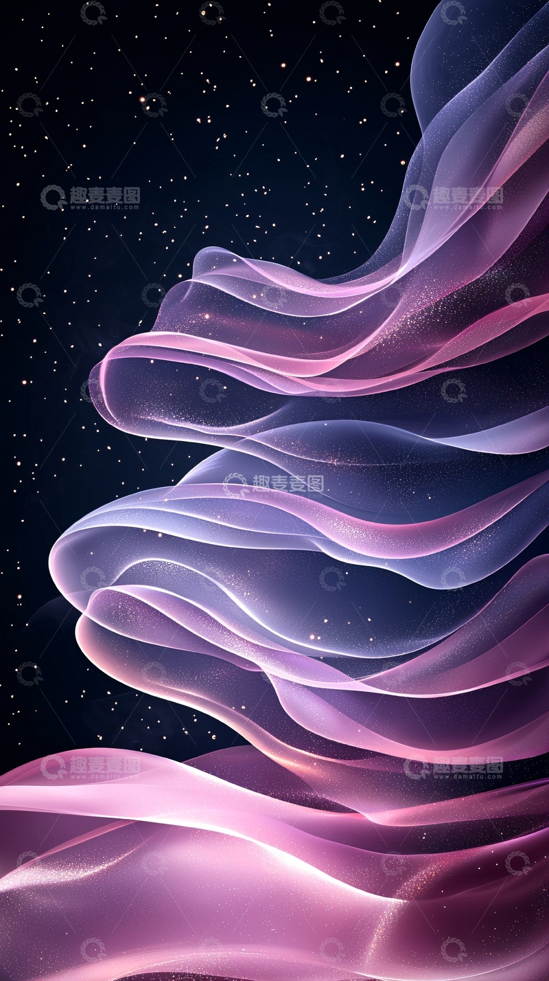 高清大图下载【趣麦麦图】梦幻星空波浪背景图