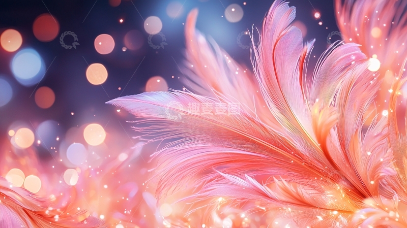 高清大图下载【趣麦麦图】梦幻羽毛背景素材
