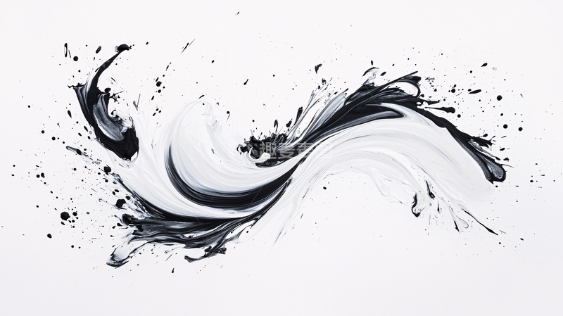高清大图下载【趣麦麦图】黑白抽象流动艺术波浪