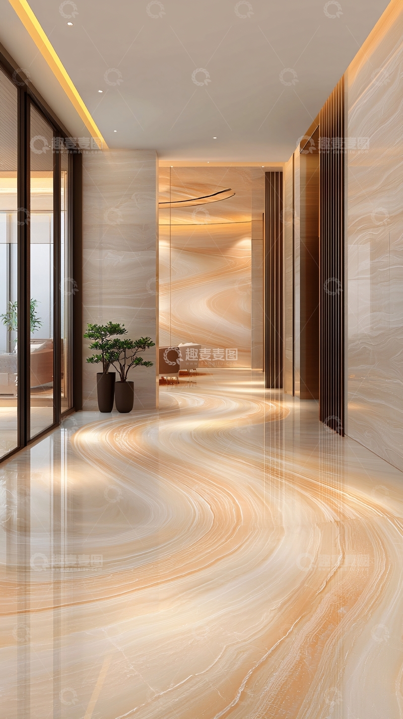 高清大图下载【趣麦麦图】现代大理石走廊设计