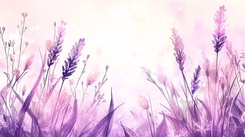 高清大图下载【趣麦麦图】梦幻紫色薰衣草背景图