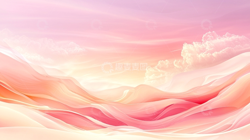 高清大图下载【趣麦麦图】梦幻粉红天空山脉风景