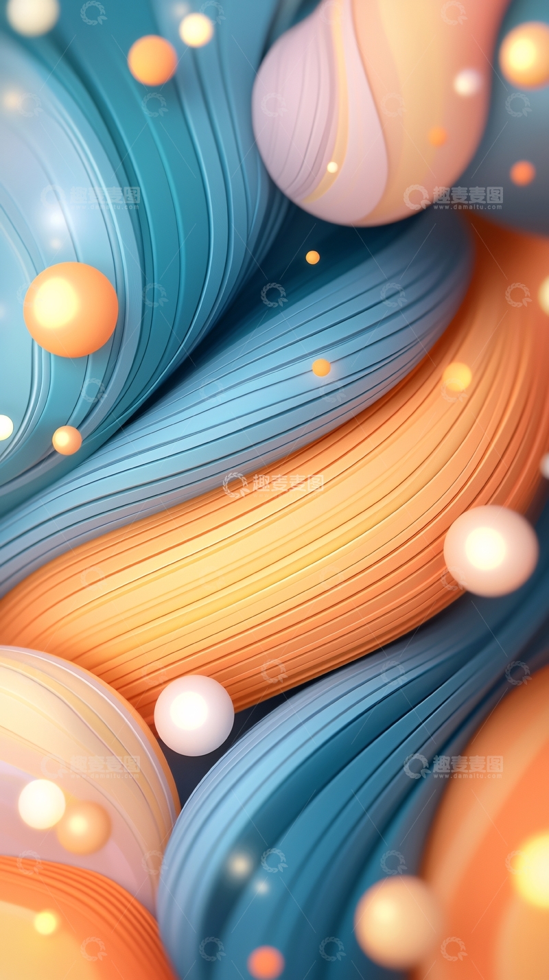 高清大图下载【趣麦麦图】抽象波纹球体背景素材