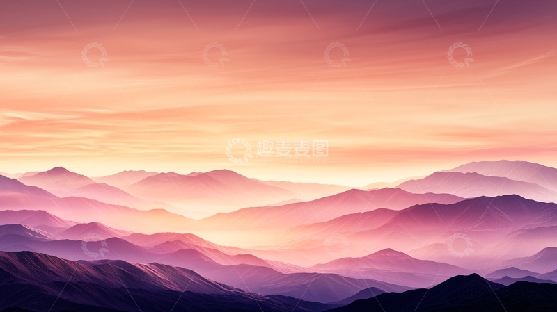 高清大图下载【趣麦麦图】日落山峦渐变色彩