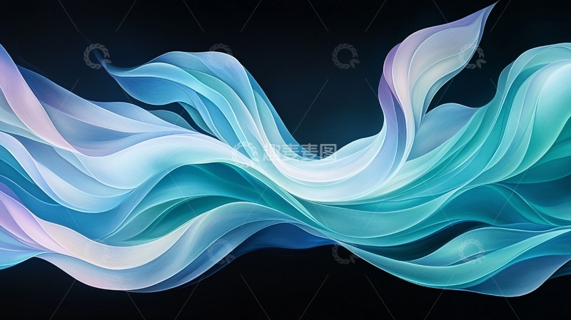 高清大图下载【趣麦麦图】蓝色波浪抽象艺术背景