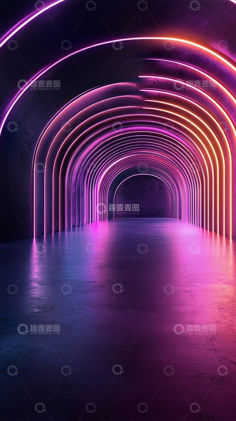 高清大图下载【趣麦麦图】霓虹灯隧道背景