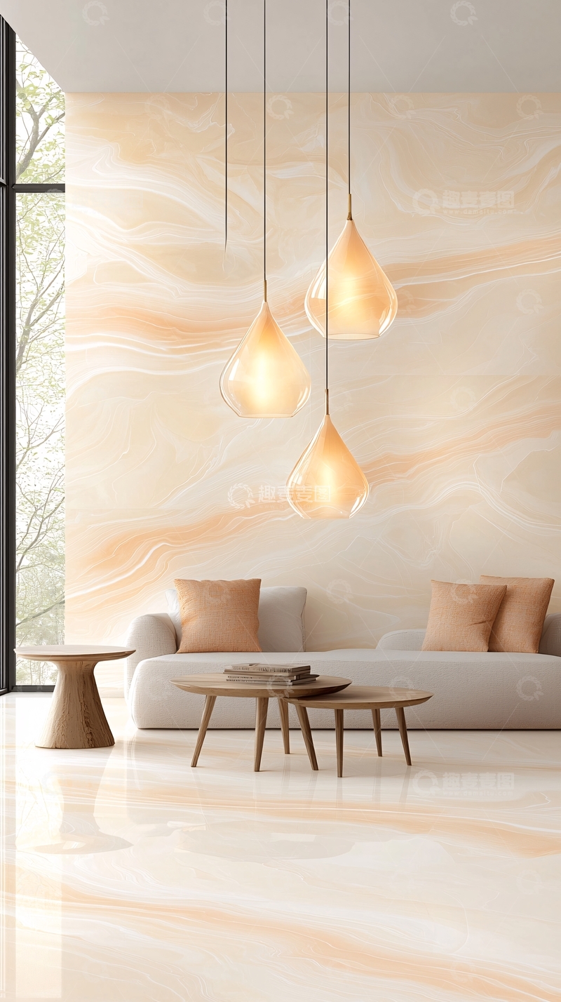 高清大图下载【趣麦麦图】现代简约客厅大理石纹装饰