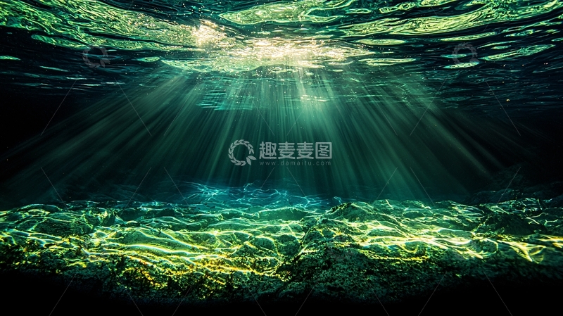 高清大图下载【趣麦麦图】海底光束穿透水面