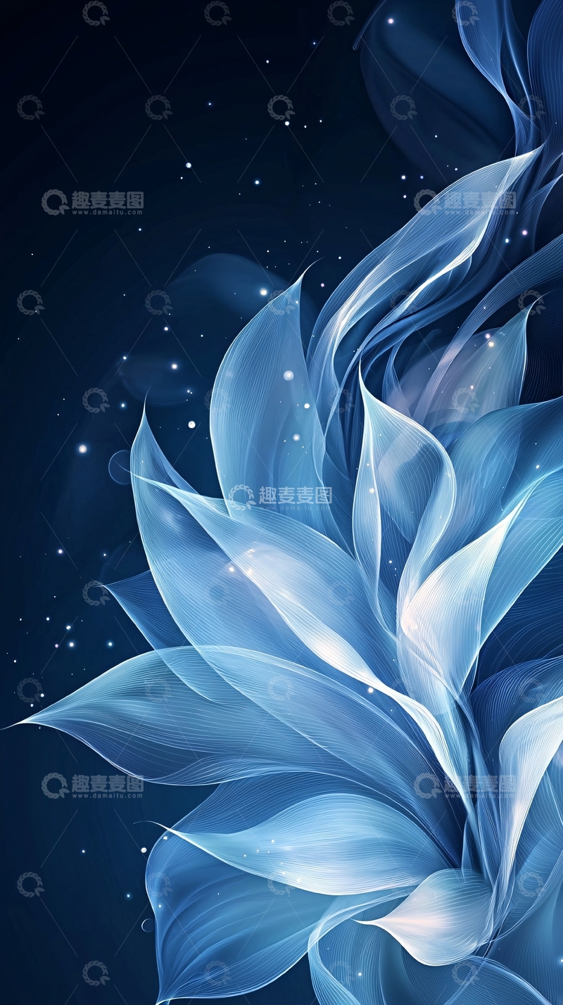 高清大图下载【趣麦麦图】蓝色梦幻花朵背景图