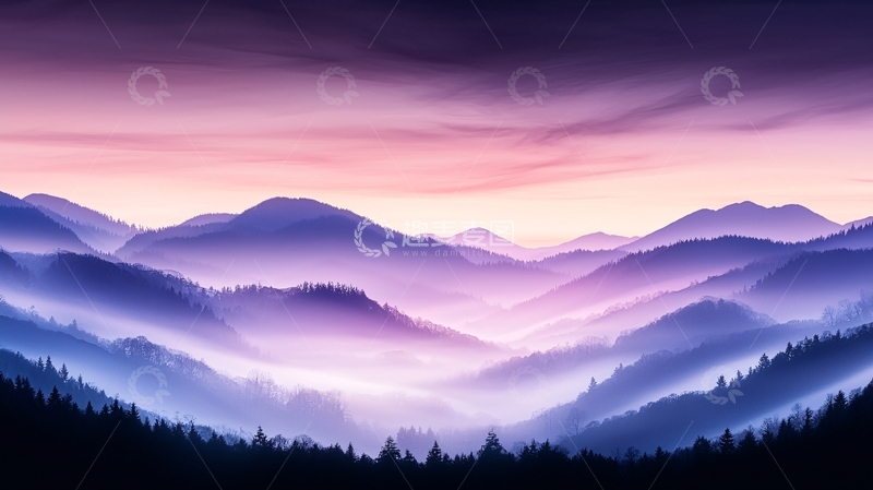 高清大图下载【趣麦麦图】晨雾中的山峦