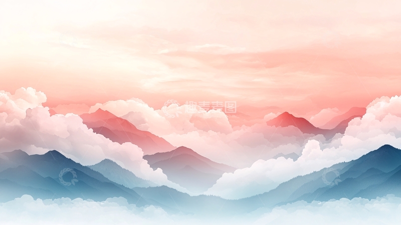 高清大图下载【趣麦麦图】云海山峦夕阳美景