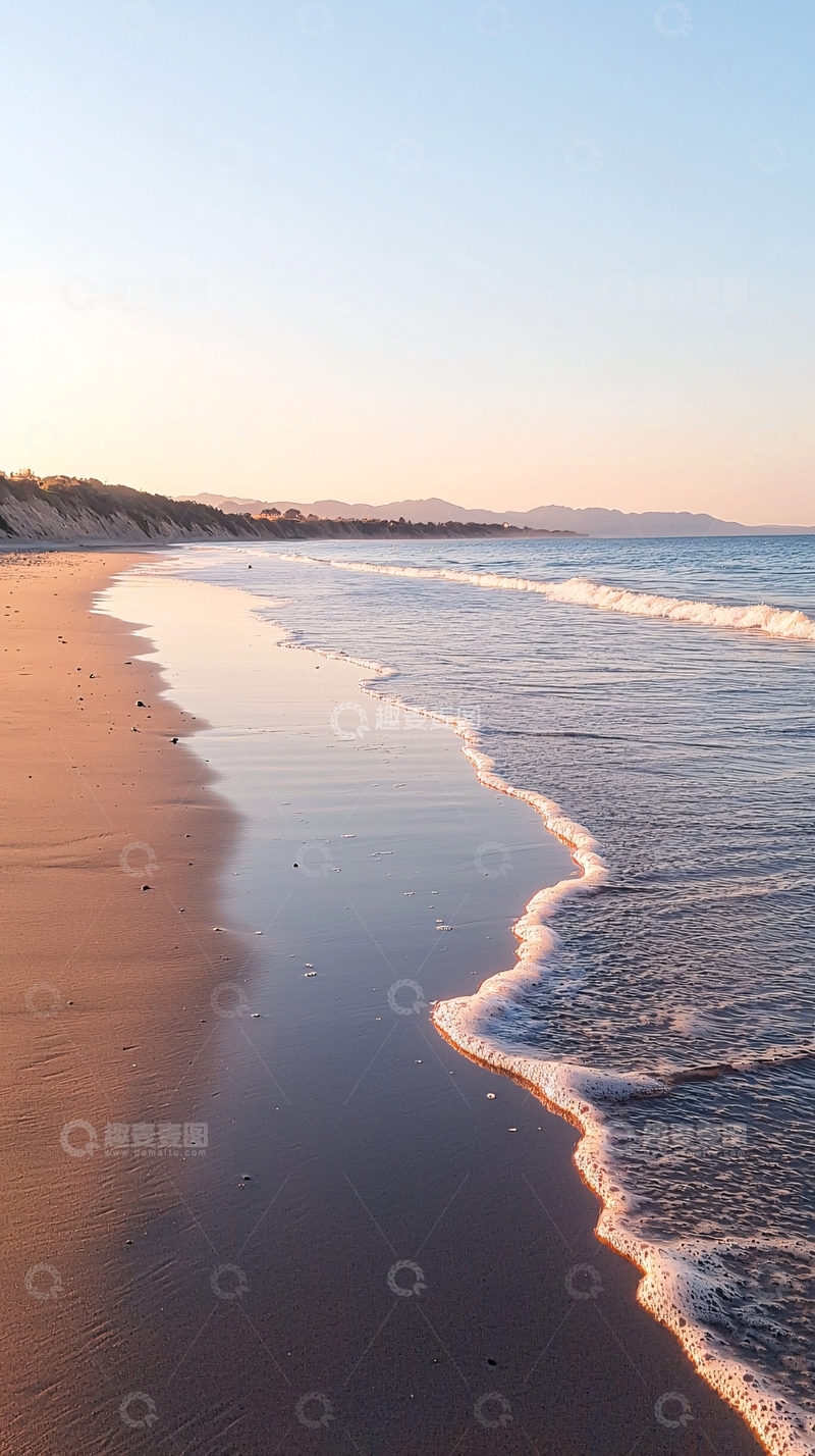 高清大图下载【趣麦麦图】夕阳下的海滩风景