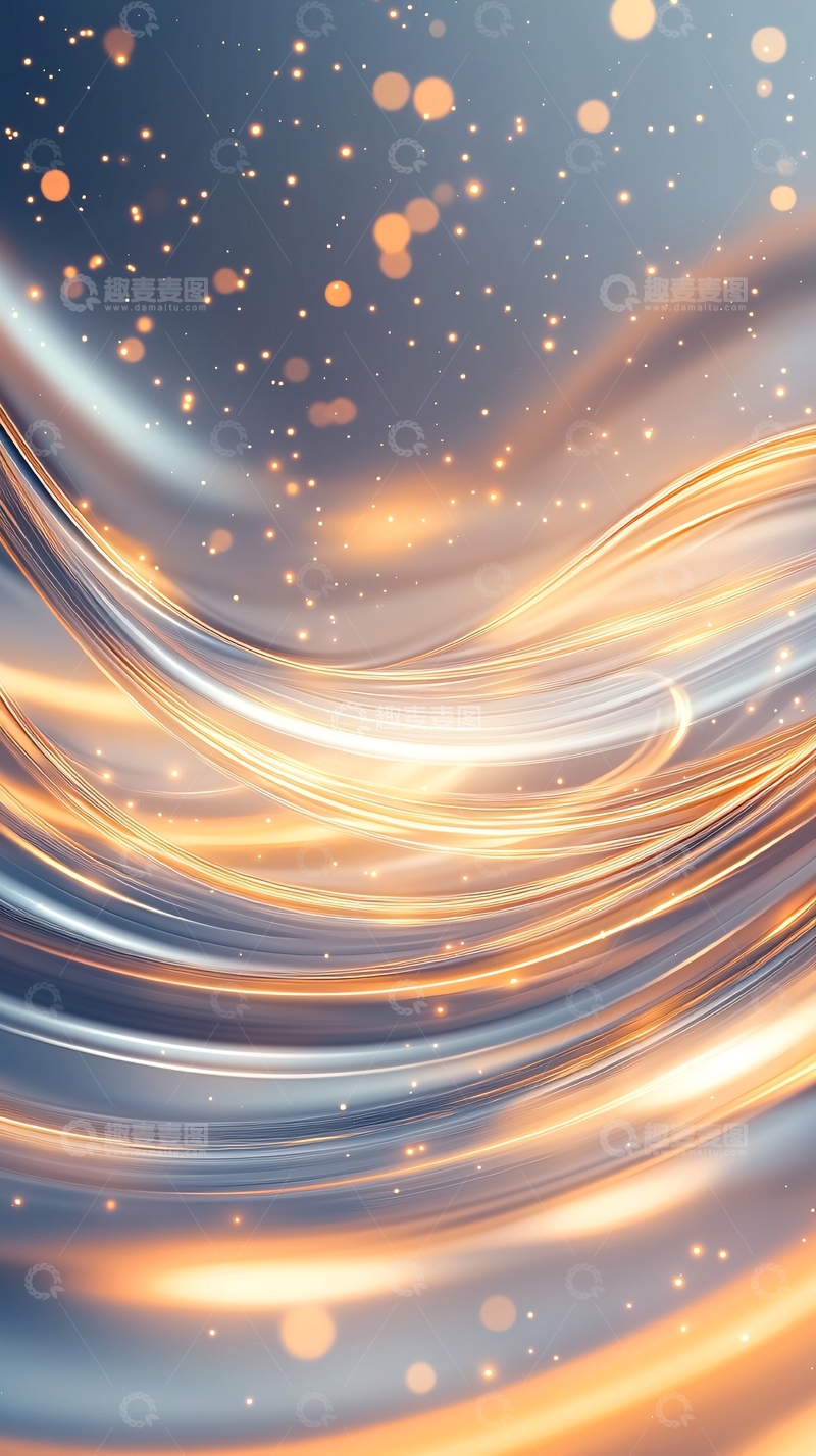 高清大图下载【趣麦麦图】金色光带流动背景