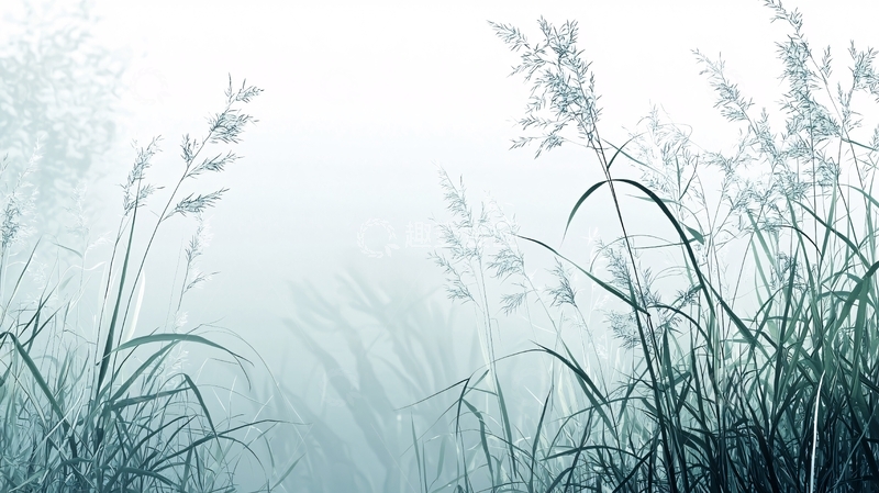 高清大图下载【趣麦麦图】晨雾中的草丛