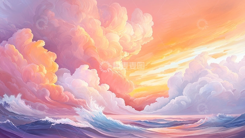 高清大图下载【趣麦麦图】日落海景艺术画